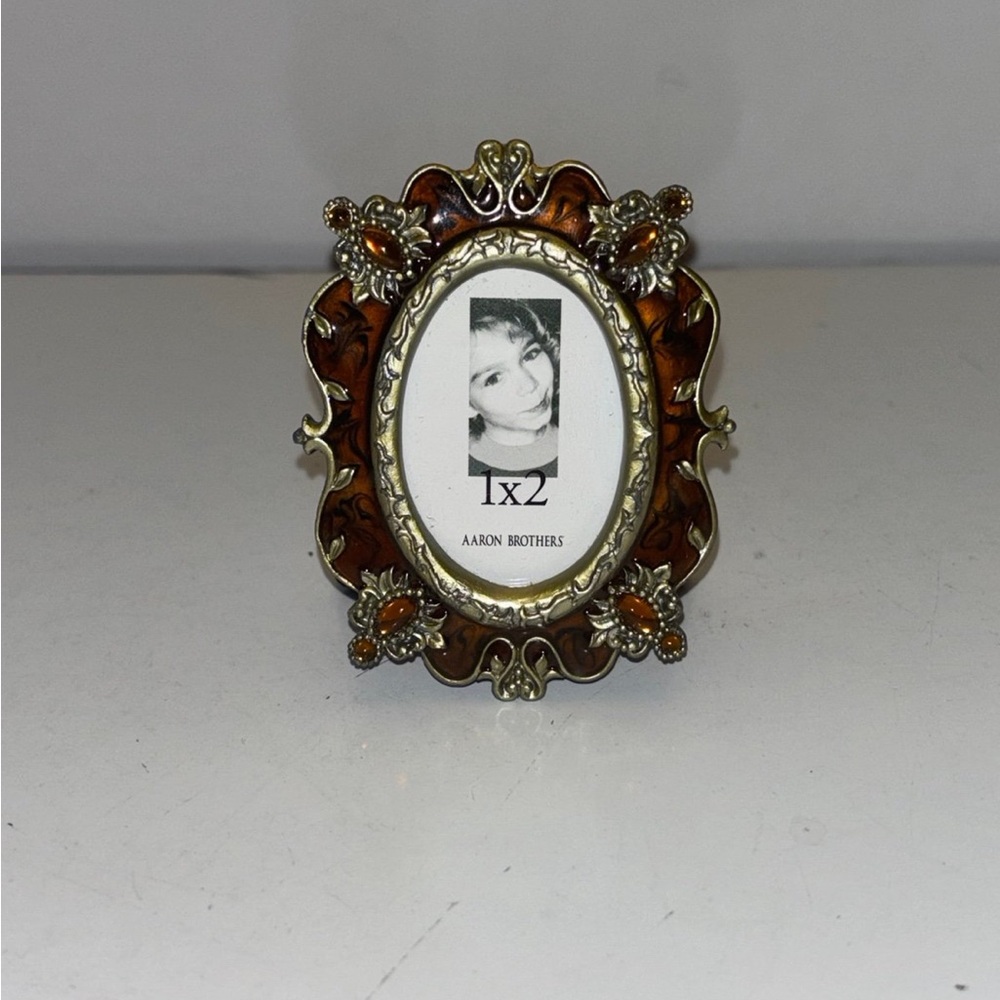 Vintage orange Jeweled Oval Picture Frame